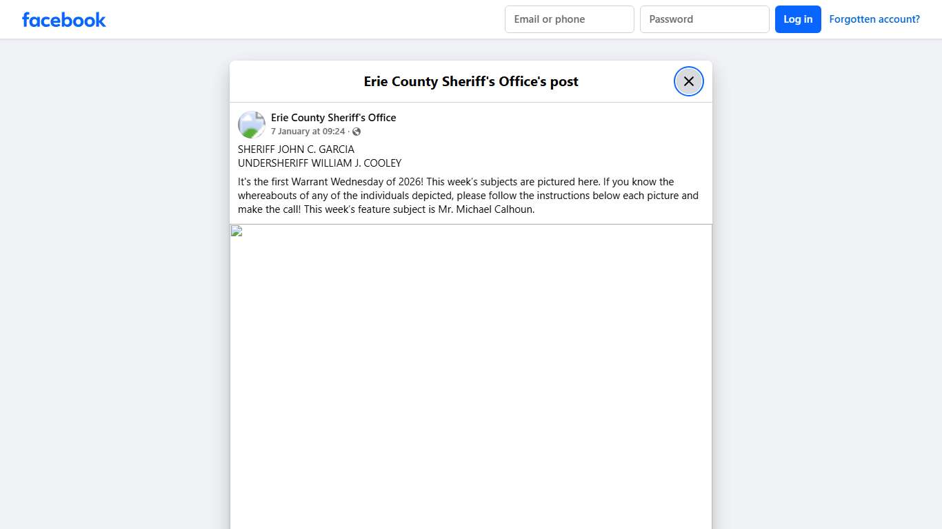 SHERIFF JOHN C. GARCIA... - Erie County Sheriff's Office Facebook